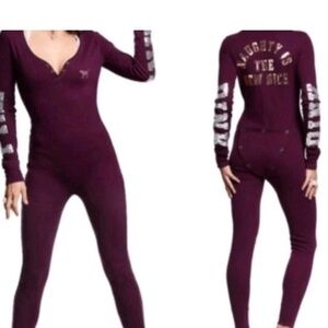 PINK Victoria's Secret Plum Ribbed Sleepwear Onesie